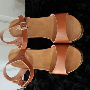 Anna Light Brown Wedge Heel Sandals